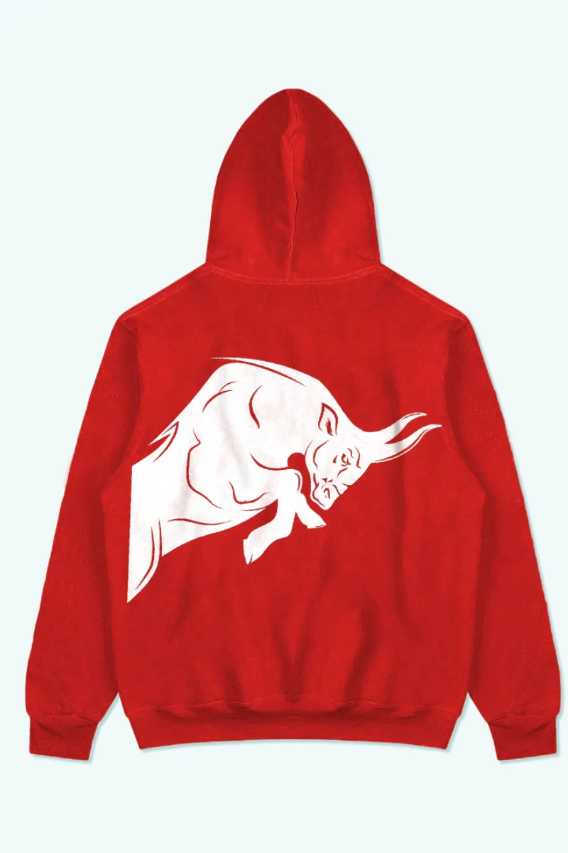 Signature White Bull Oversized Hoodie (RED)