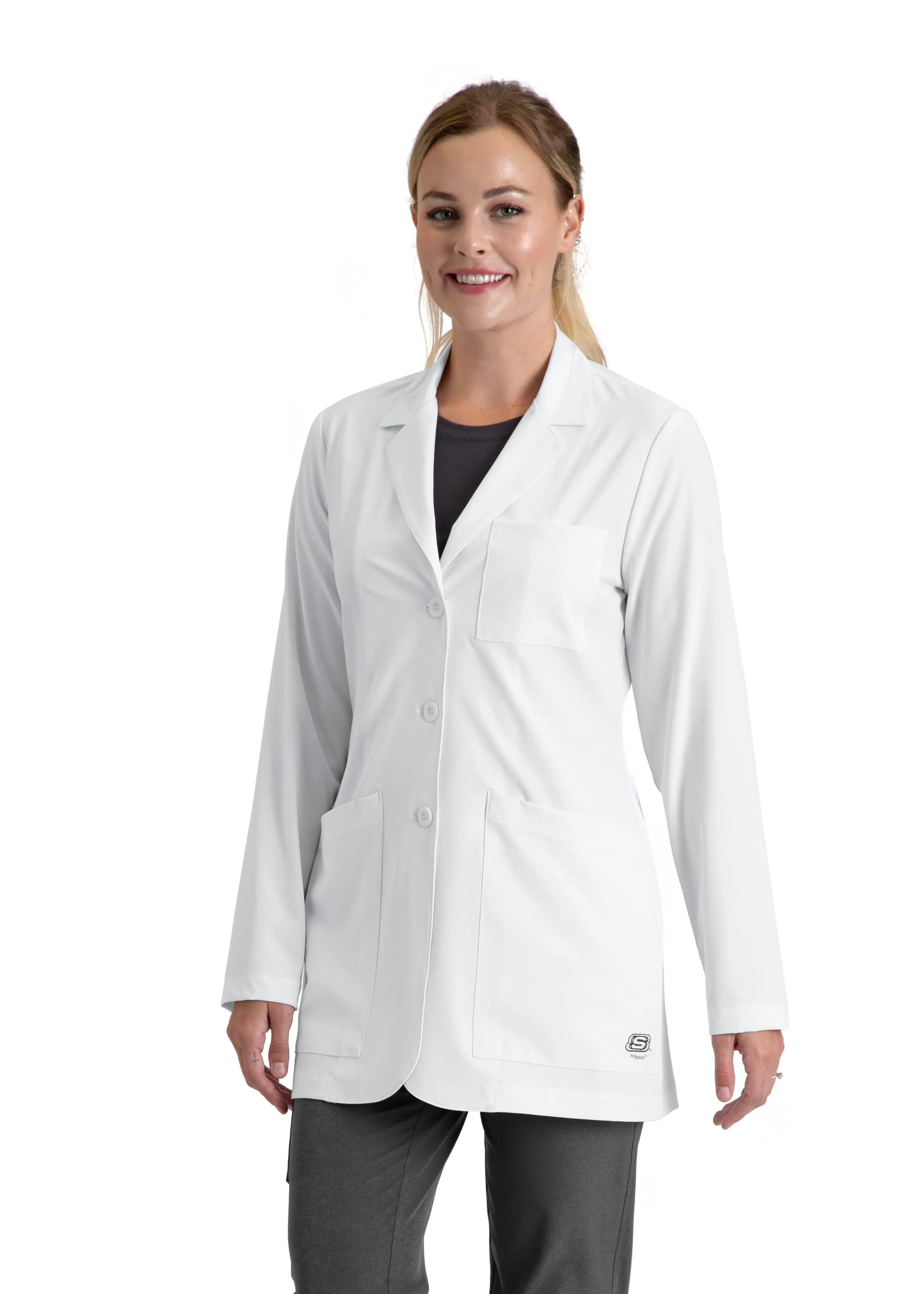 Skechers Womens 30"  Antimicrobial 4-Way Stretch Three Pocket Lab Coat