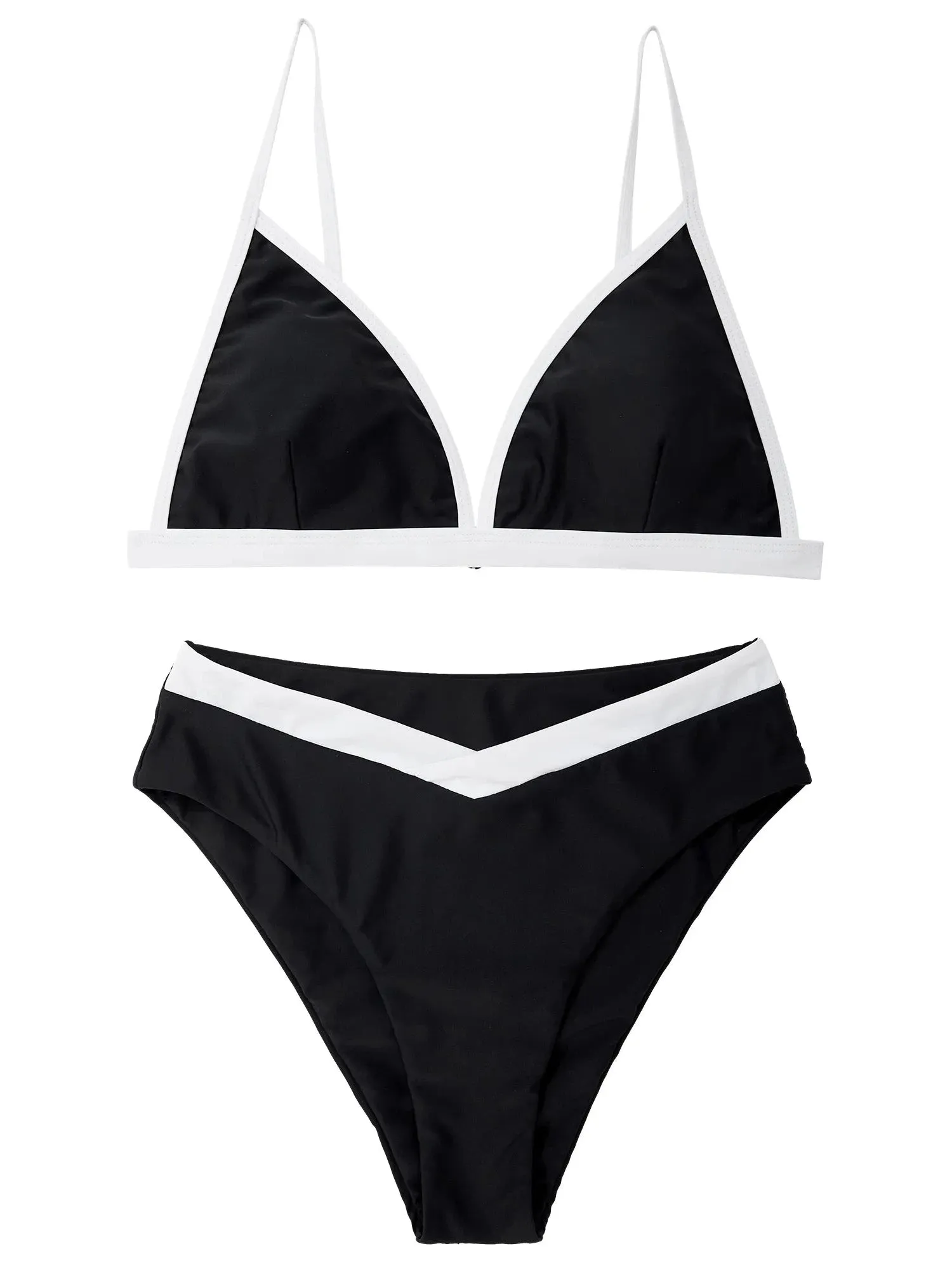 SUUKSESS Women Triangle High Cut Bikini Sets Sexy High Waisted 2 Piece Swimsuit