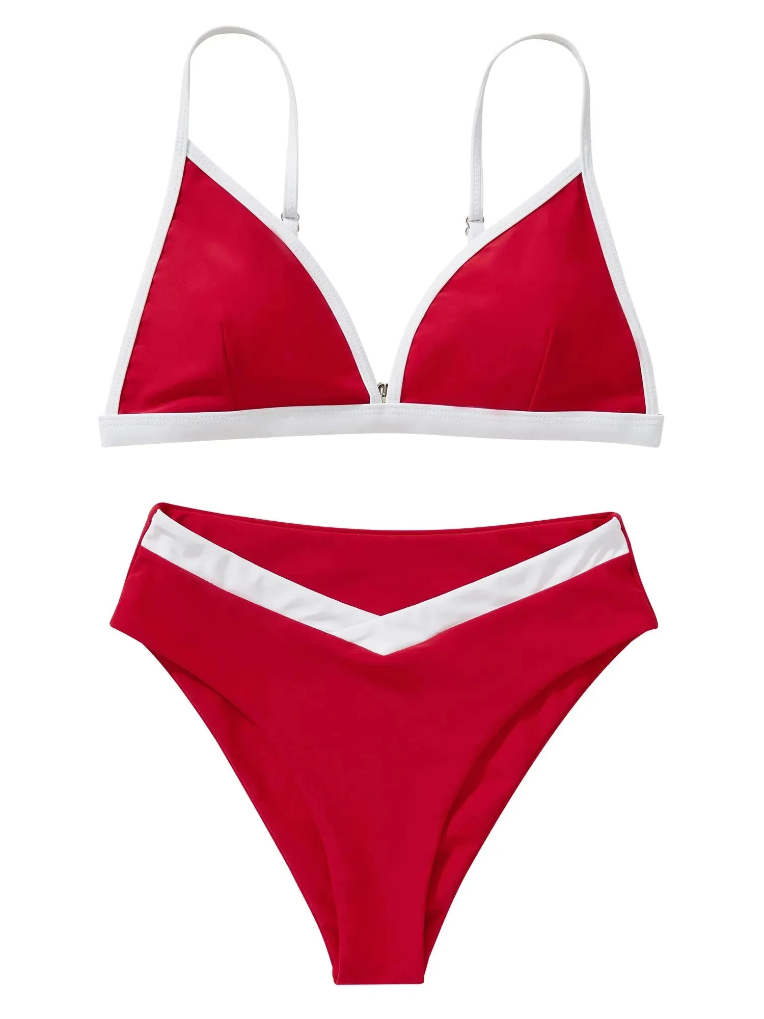 SUUKSESS Women Triangle High Cut Bikini Sets Sexy High Waisted 2 Piece Swimsuit