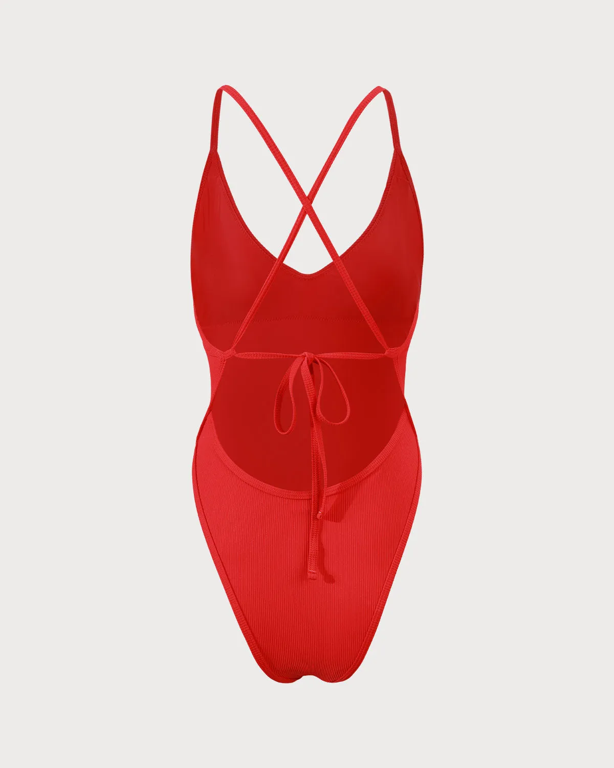 The Red Ribbed Cross Back One-Piece Swimsuit