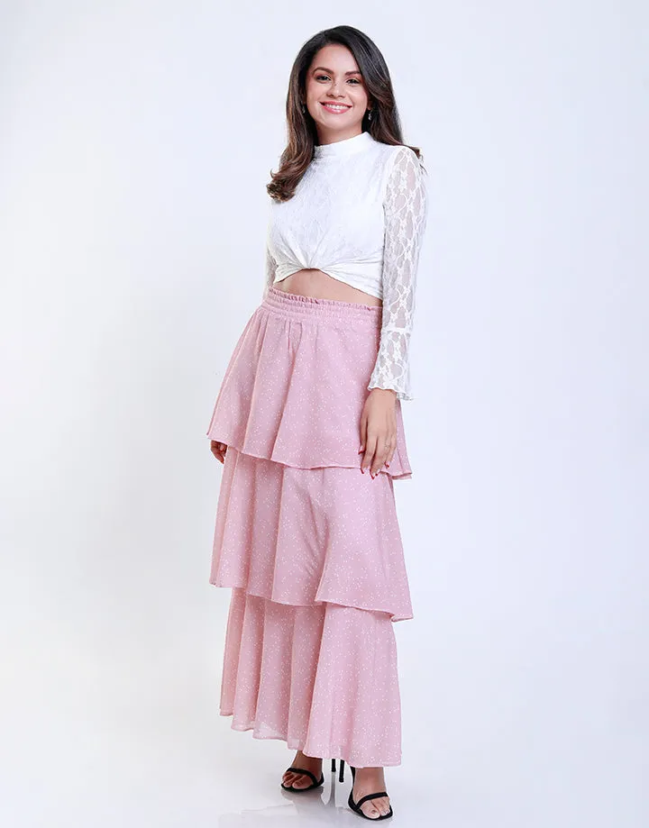 Tiered Printed Maxi Skirt