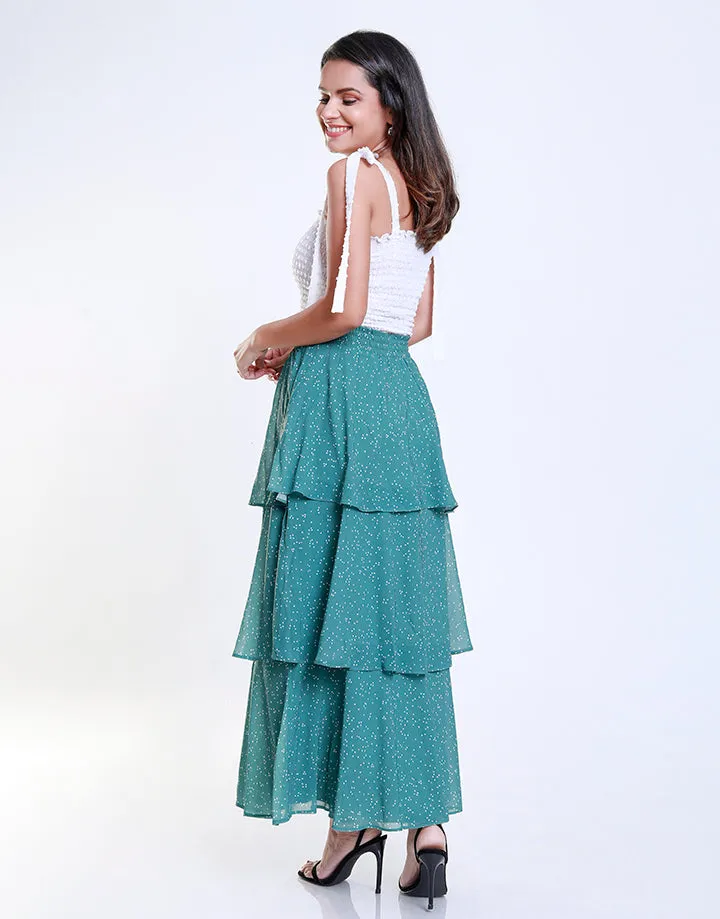 Tiered Printed Maxi Skirt