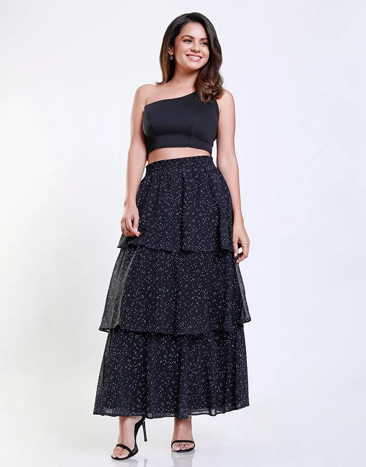 Tiered Printed Maxi Skirt