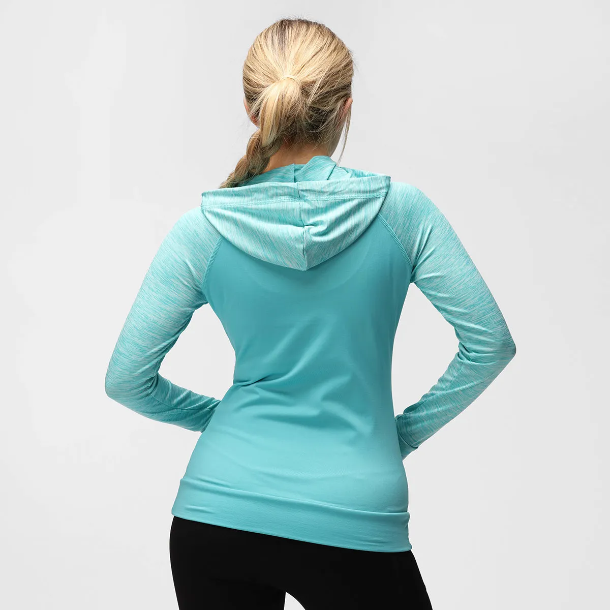 TKB Ladies Turquoise Melange Zipped Hoodie