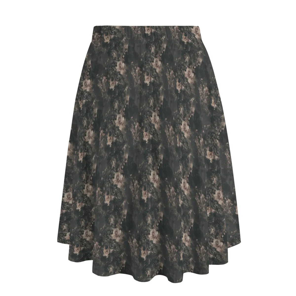 Vampire Art Edgy Trendsetter Maxi Skirt With Pockets - Grunge Florals