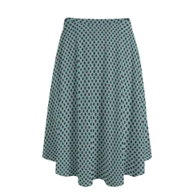 Vampire Art Edgy Trendsetter Maxi Skirt With Pockets - Teal Polka Dot