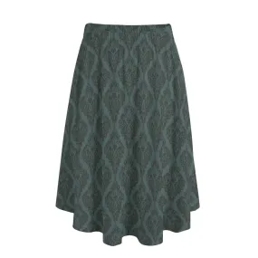 Vampire Art Edgy Trendsetter Maxi Skirt With Pockets - Teal with Black Lace Pattern