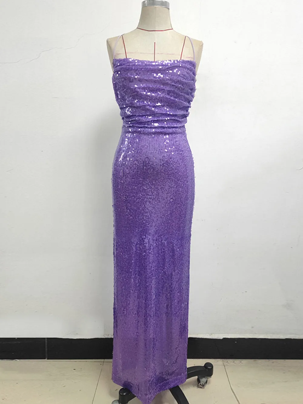 VESSAI Sequins Maxi Dress in Purple