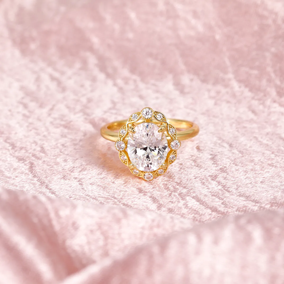 Vintage Inspired Oval Halo Engagement Ring