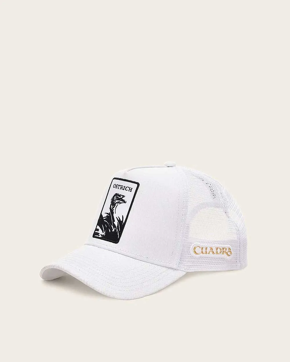 White ostrich patch cap