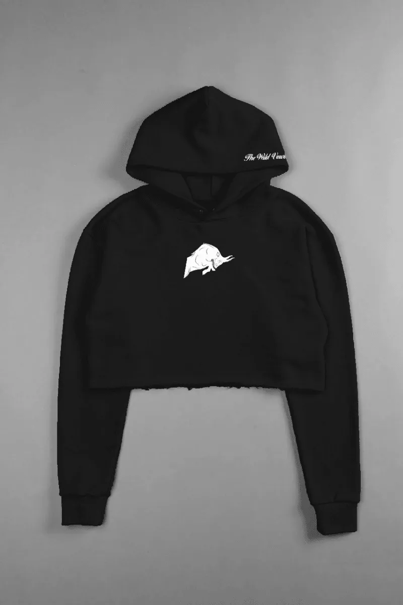 WILD BULL (CROPPED) HOODIE IN BLACK