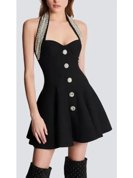 Women’s Crystal-Embellished Backless Knit Dress