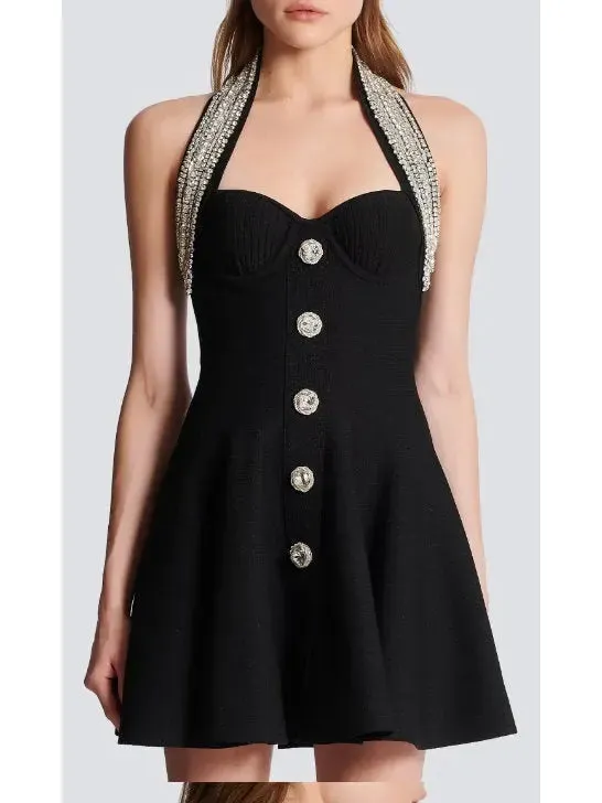 Women’s Crystal-Embellished Backless Knit Dress