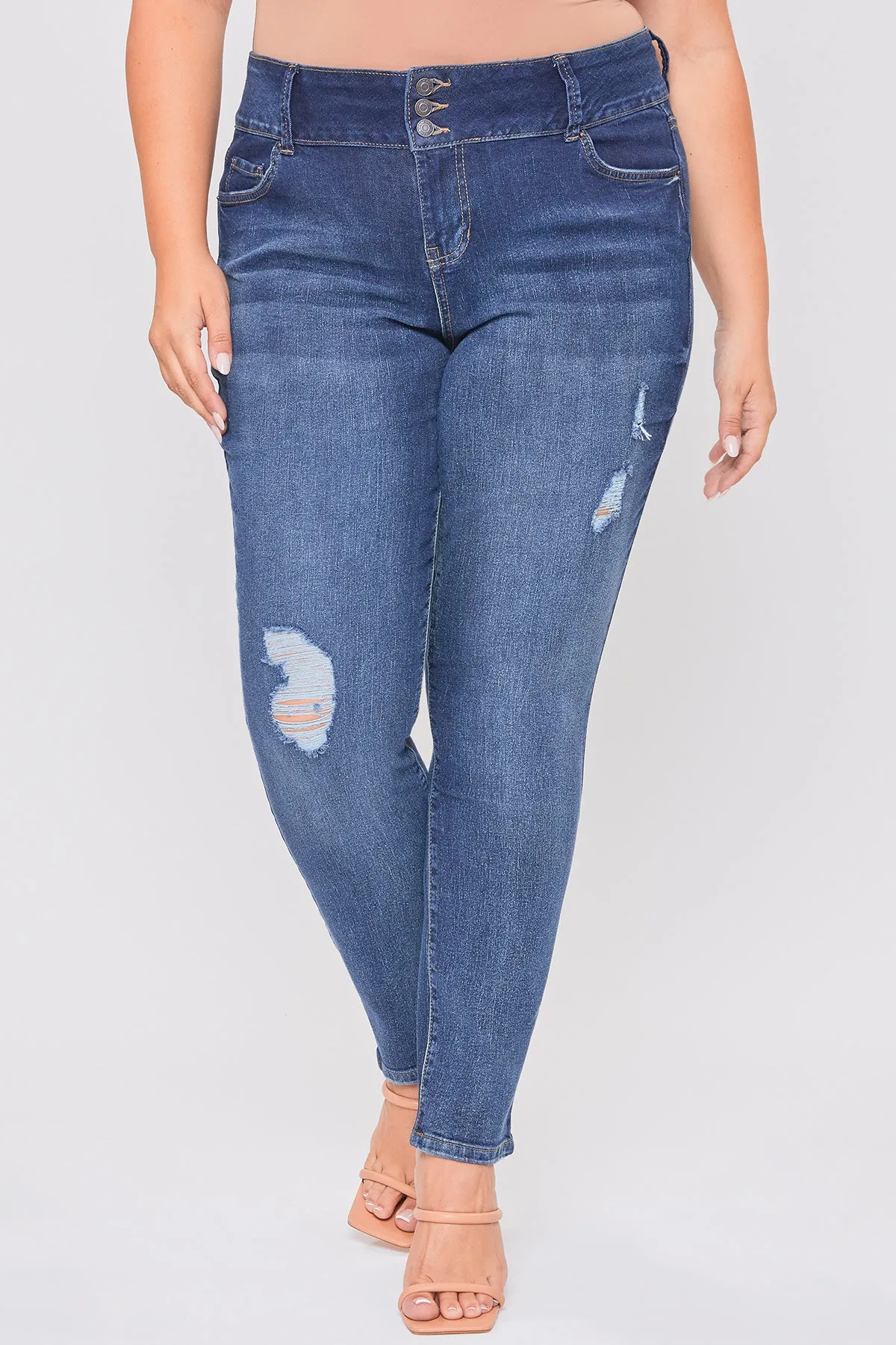 Women's Plus Essential Sustainable Distressed Skinny Jeans