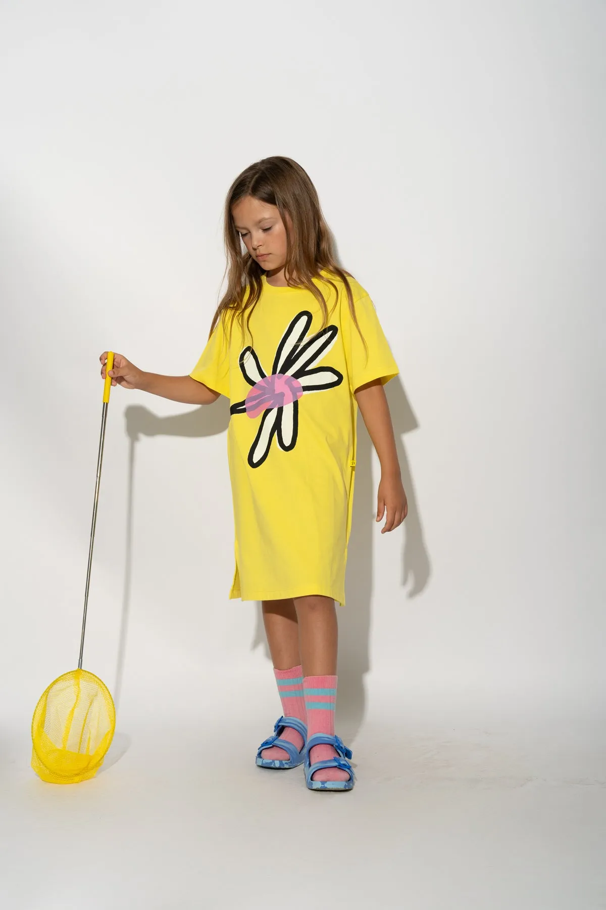 YELLOW DAISY PRINT T-SHIRT DRESS