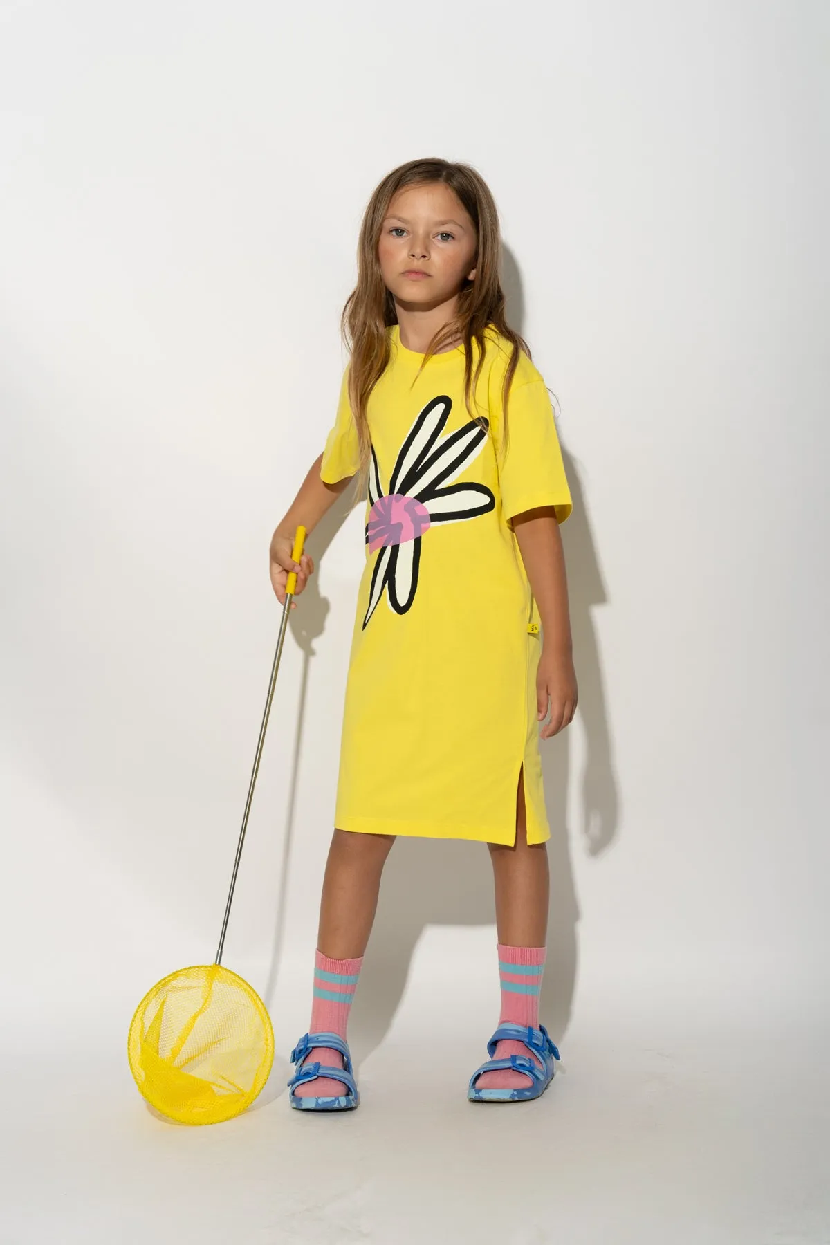 YELLOW DAISY PRINT T-SHIRT DRESS